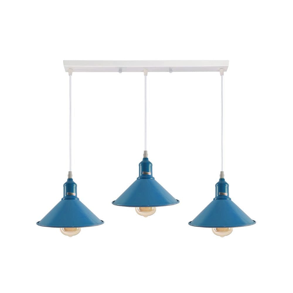 image-Industrial Vintage Loft Kitchen Bar 3 Lights Fittings Ceiling Cone Metal E27
