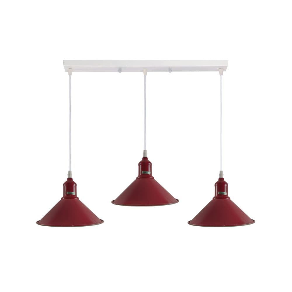 image-Industrial Vintage Loft Kitchen Bar 3 Lights Fittings Ceiling Cone Metal E27