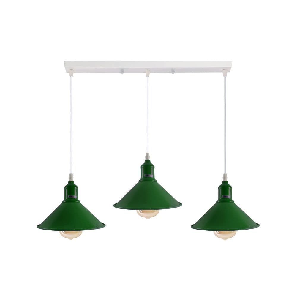 image-Industrial Vintage Loft Kitchen Bar 3 Lights Fittings Ceiling Cone Metal E27