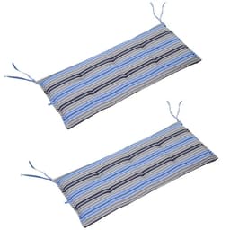 image-2 PCS Patio Bench Swing Chairs Garden Chairs Double Seat Cushion Mat Strips Blue