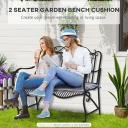 image-2 PCS Patio Bench Swing Chairs Garden Chairs Double Seat Cushion Mat Strips Blue