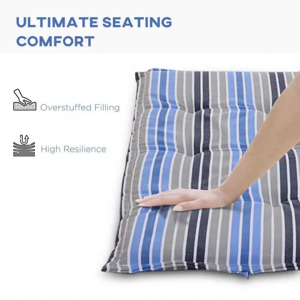 image-2 PCS Patio Bench Swing Chairs Garden Chairs Double Seat Cushion Mat Strips Blue