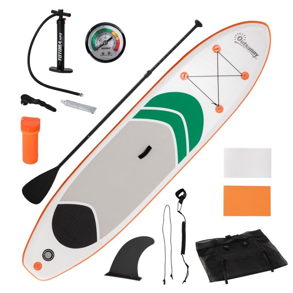 image-10Ft Inflatable Non-Slip Paddle Stand Up Board w/ Adjustable Paddle, Carry Bag