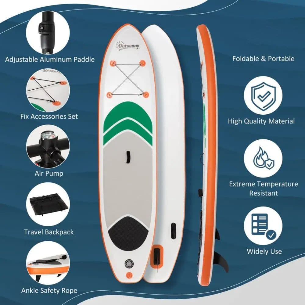 image-10Ft Inflatable Non-Slip Paddle Stand Up Board w/ Adjustable Paddle, Carry Bag