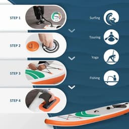 image-10Ft Inflatable Non-Slip Paddle Stand Up Board w/ Adjustable Paddle, Carry Bag