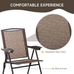 image-3 PCS Patio Furniture Bistro Set with Folding Chairs Tempered Glass Table Brown