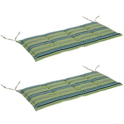 image-2 PCS Patio Bench Swing Chairs Garden Chairs 2 Seat Cushion Mat Strips Green