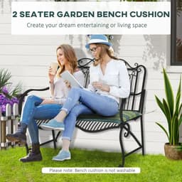 image-2 PCS Patio Bench Swing Chairs Garden Chairs 2 Seat Cushion Mat Strips Green