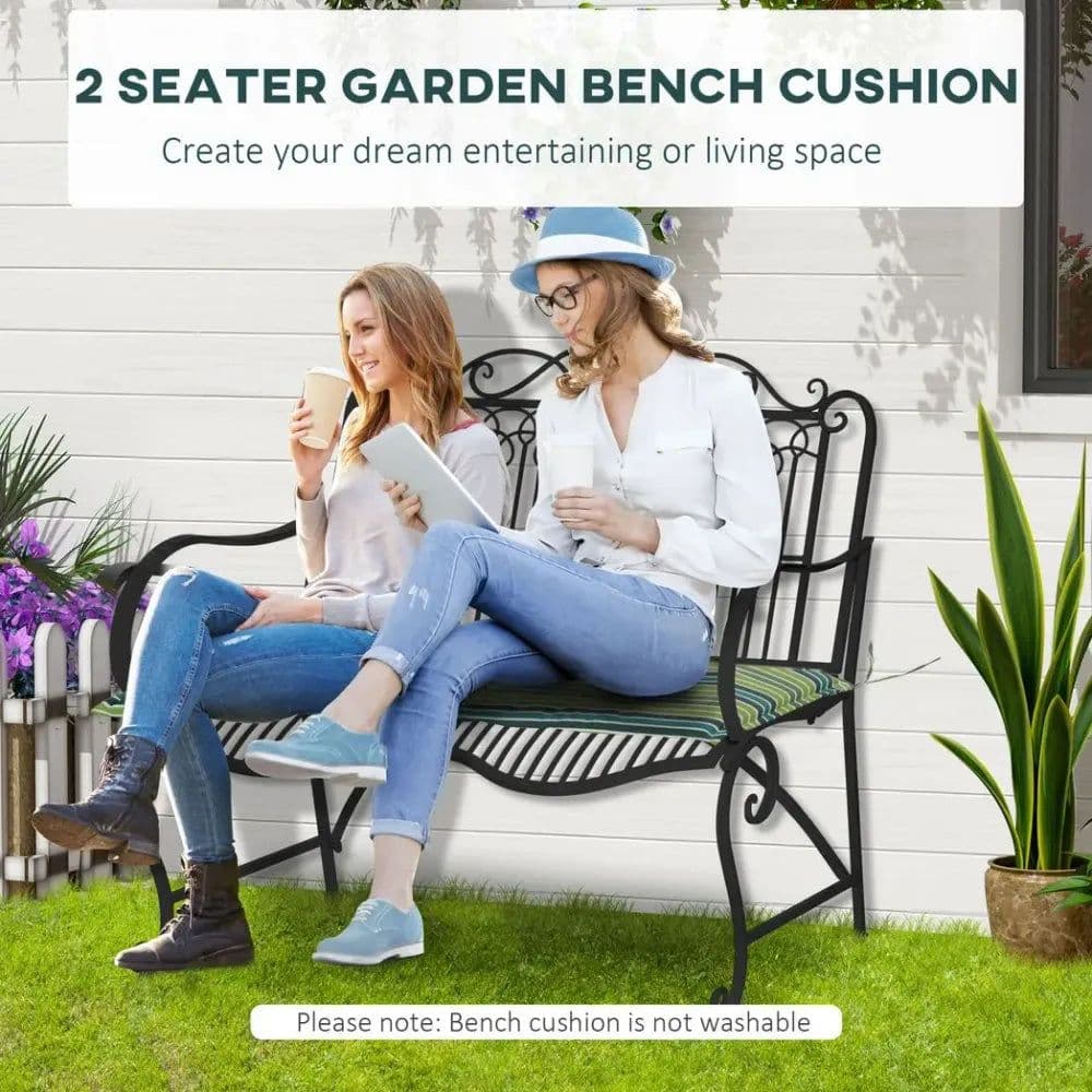 image-2 PCS Patio Bench Swing Chairs Garden Chairs 2 Seat Cushion Mat Strips Green