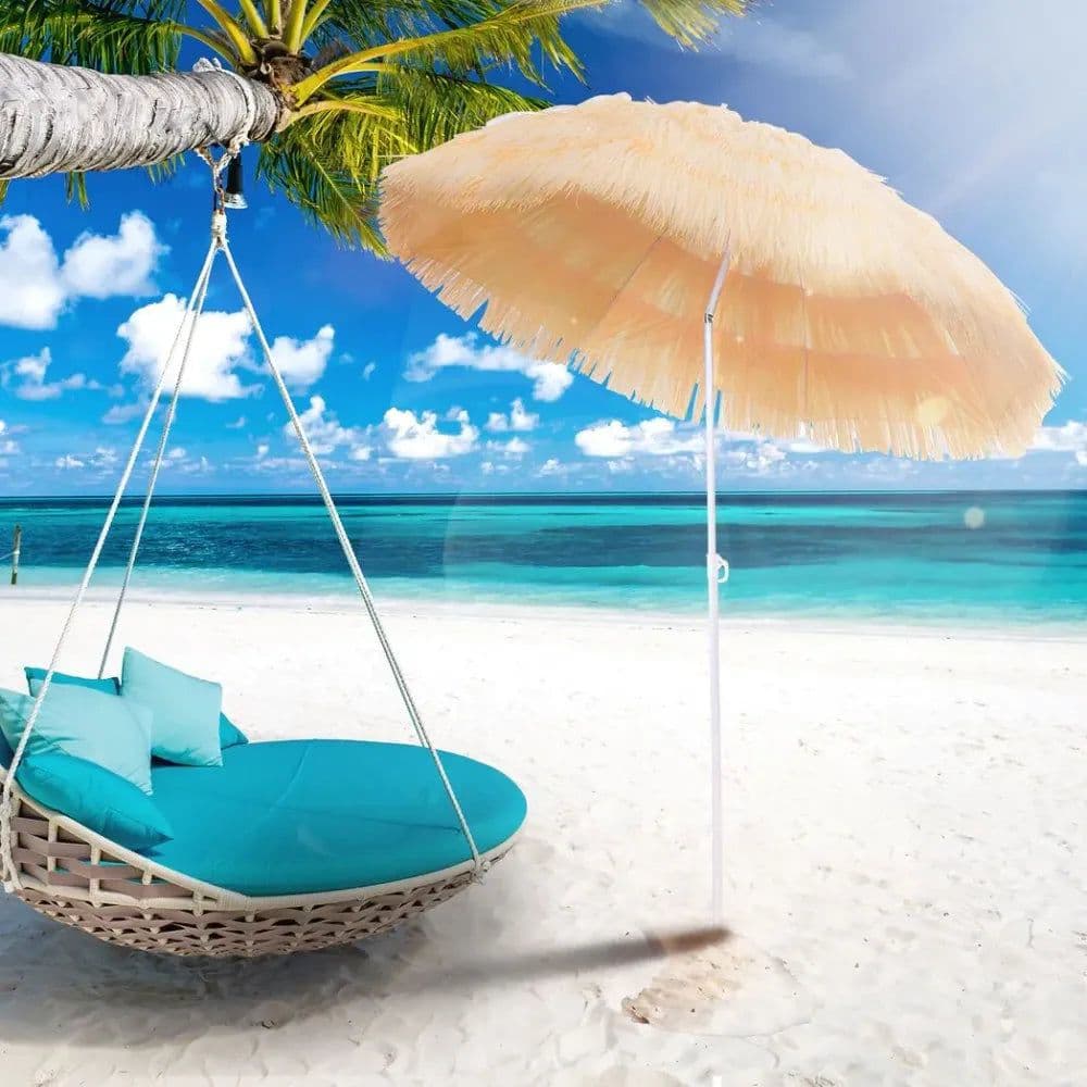 image-Patio Garden Hawaii Beach Sun Umbrella Sunshade Hawaiian Folding Tilting Parasol