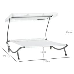 image-Double Hammock Sun Lounger Bed Canopy Shelter Wheels 2 Pillows Cream White
