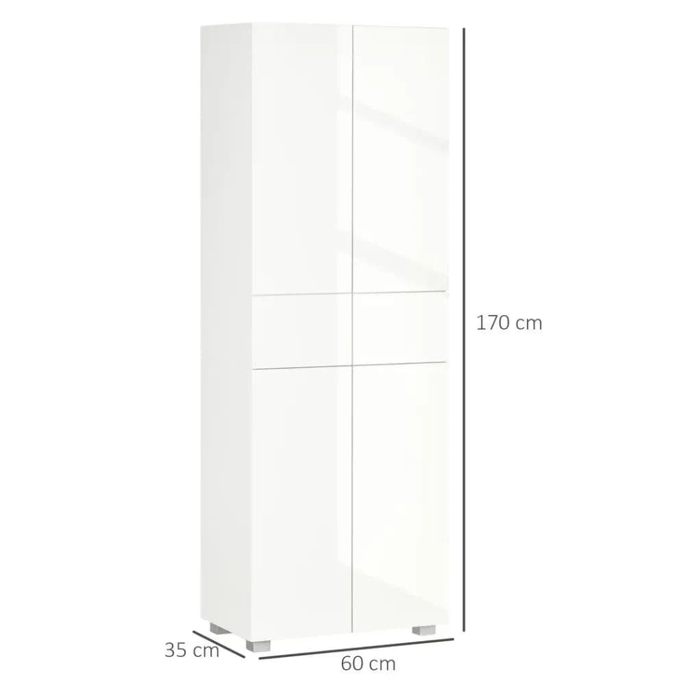 image-4-Door Kitchen Cupboard Freestanding Storage Cabinet w/ Shelves & Drawers White