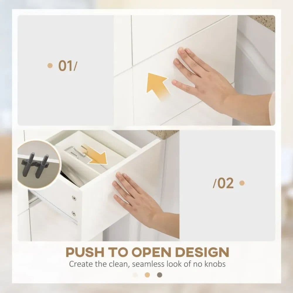 image-4-Door Kitchen Cupboard Freestanding Storage Cabinet w/ Shelves & Drawers White