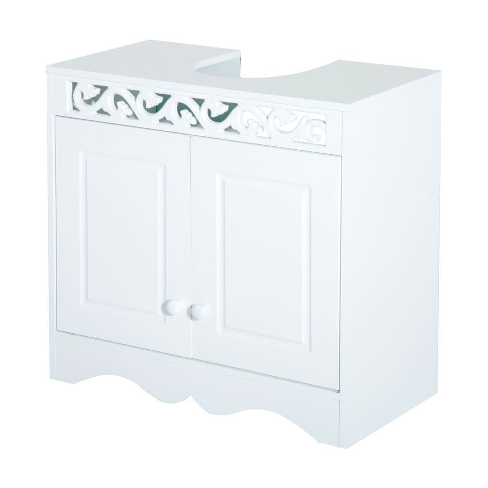 image-Under Sink Wooden Cabinet Storage Unit Cupboard Bathroom Double Door Shelf