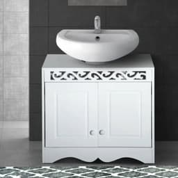 image-Under Sink Wooden Cabinet Storage Unit Cupboard Bathroom Double Door Shelf