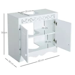 image-Under Sink Wooden Cabinet Storage Unit Cupboard Bathroom Double Door Shelf