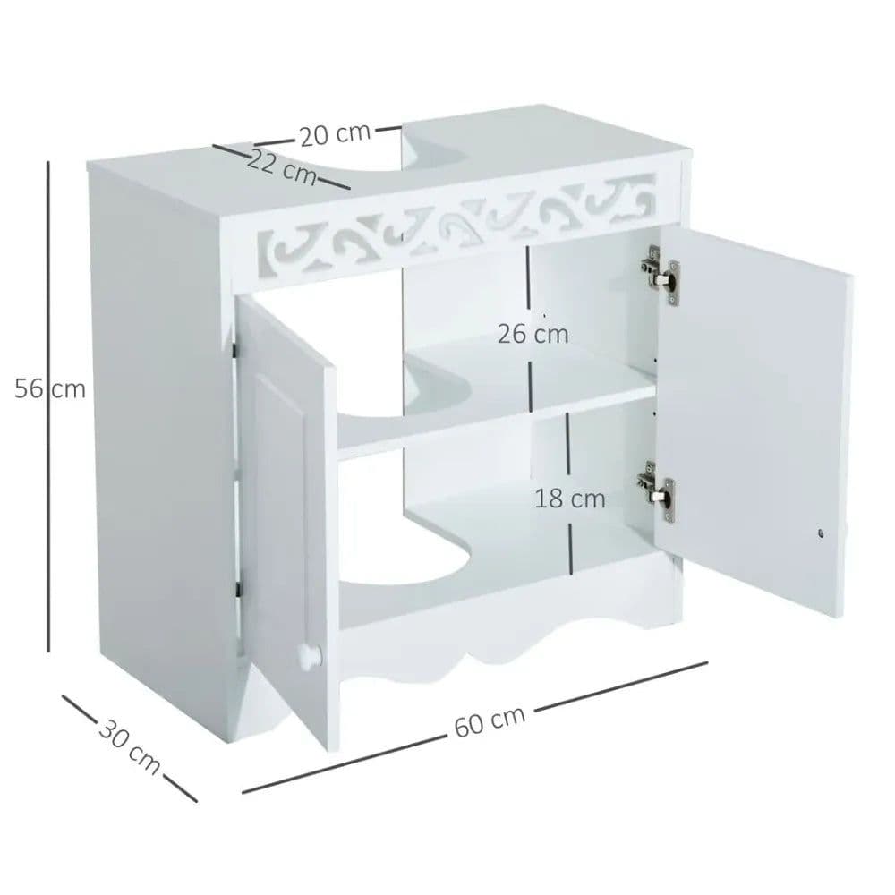 image-Under Sink Wooden Cabinet Storage Unit Cupboard Bathroom Double Door Shelf