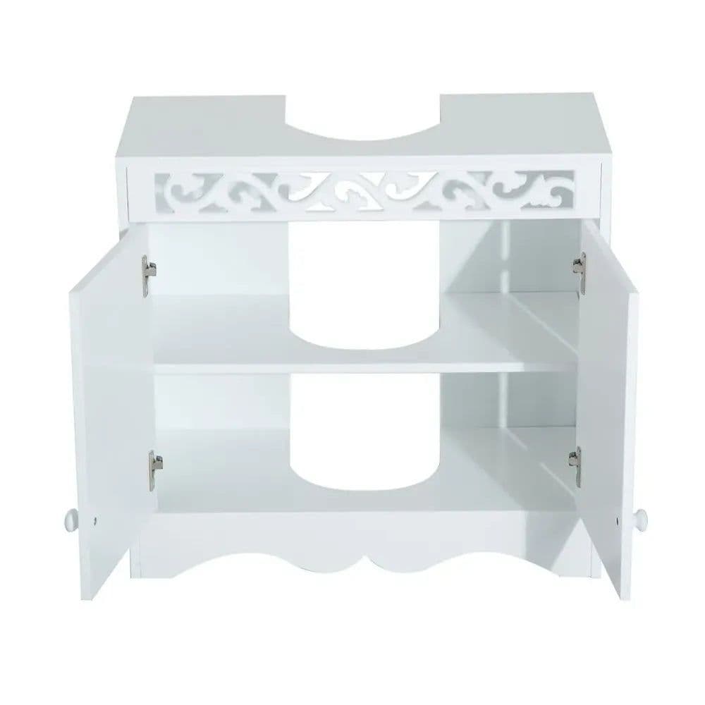 image-Under Sink Wooden Cabinet Storage Unit Cupboard Bathroom Double Door Shelf