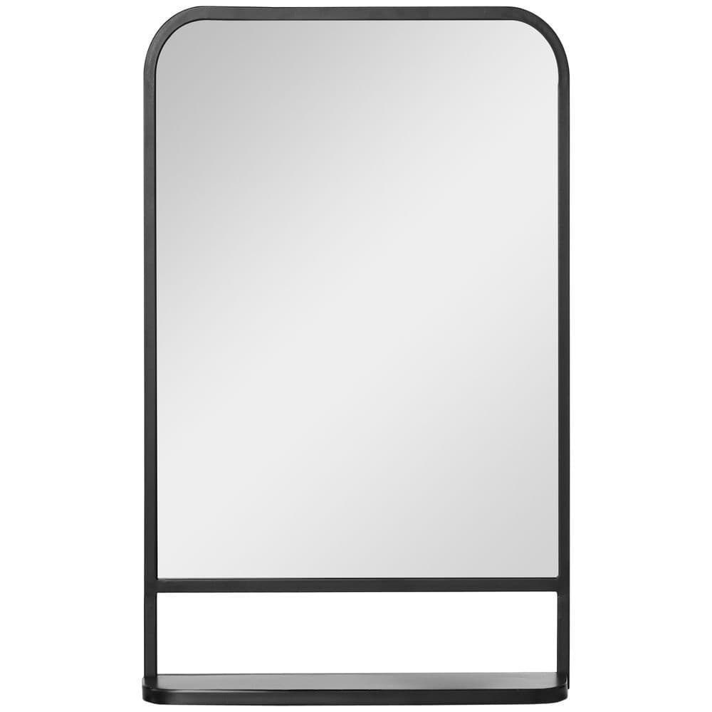 image-Square Wall Mirror with Shelf, 86x53 cm Modern Mirrors for Living Room, Bedroom