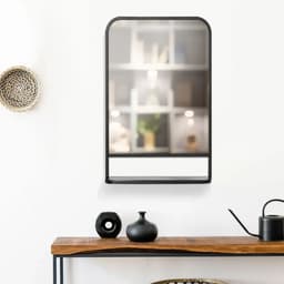 image-Square Wall Mirror with Shelf, 86x53 cm Modern Mirrors for Living Room, Bedroom