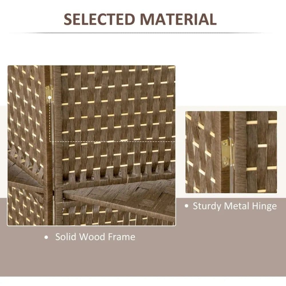 image-4-Panel Folding Wall Divider Room w/ Shelves, Privacy Screen Panels, Brown