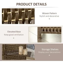 image-4-Panel Folding Wall Divider Room w/ Shelves, Privacy Screen Panels, Brown