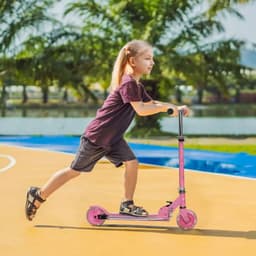 image-Scooter for Kids Ages 3-7 W/ Lights Music Adjustable Height Folding Frame - Pink