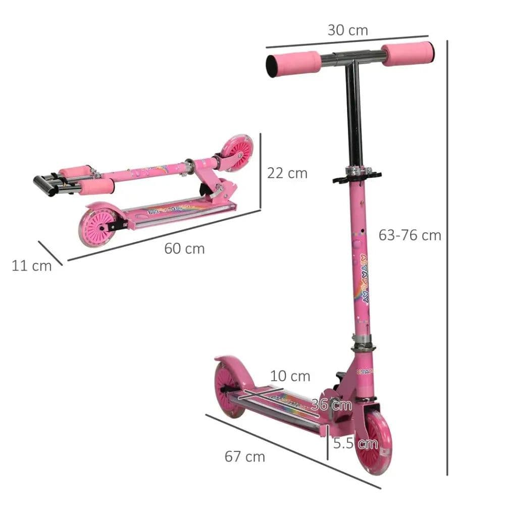 image-Scooter for Kids Ages 3-7 W/ Lights Music Adjustable Height Folding Frame - Pink
