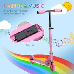 image-Scooter for Kids Ages 3-7 W/ Lights Music Adjustable Height Folding Frame - Pink