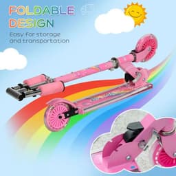 image-Scooter for Kids Ages 3-7 W/ Lights Music Adjustable Height Folding Frame - Pink