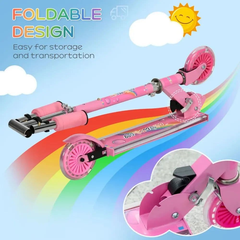 image-Scooter for Kids Ages 3-7 W/ Lights Music Adjustable Height Folding Frame - Pink