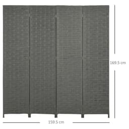 image-4-Panel Folding Wall Divider Room, Wave Fibre Privacy Screen Panels, Grey
