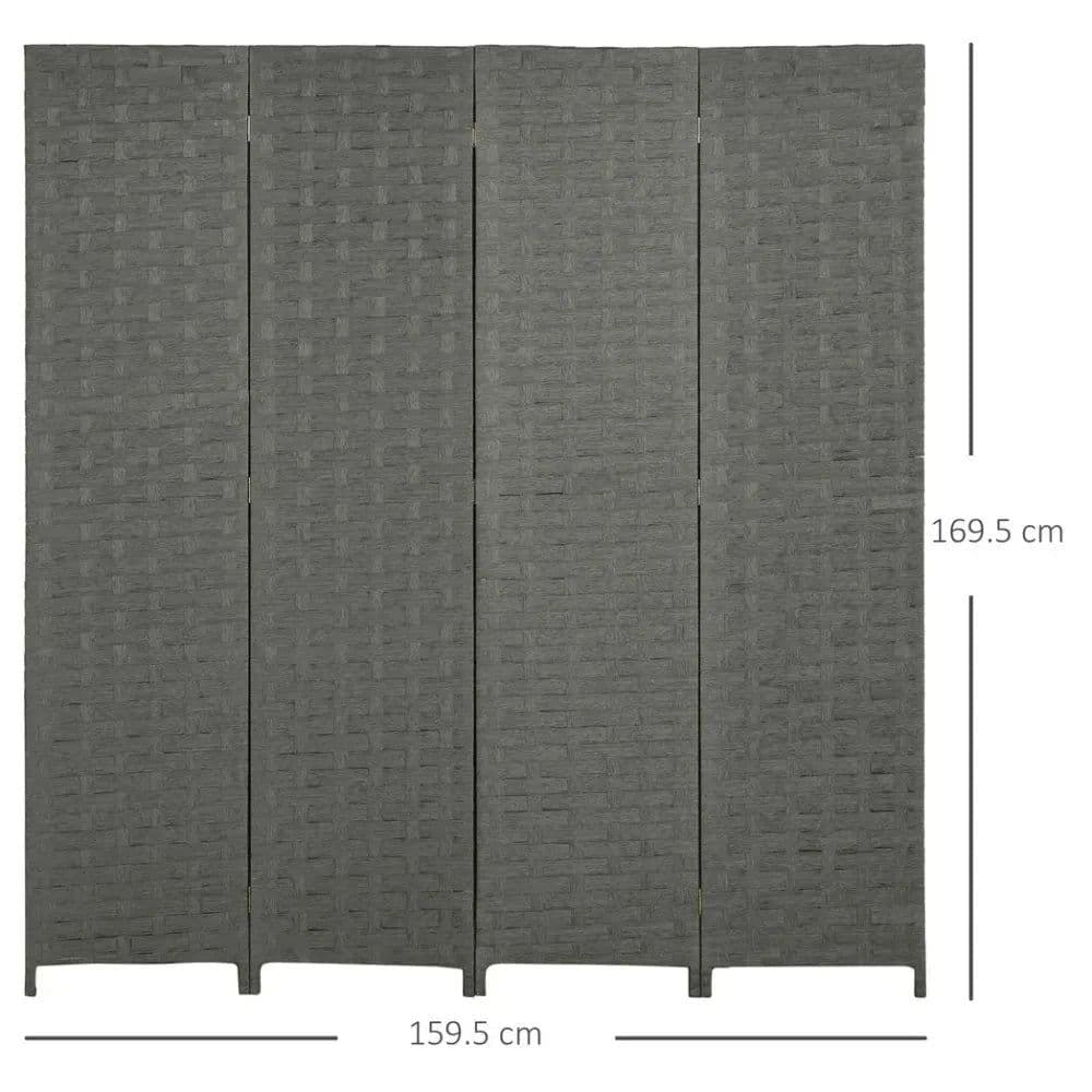image-4-Panel Folding Wall Divider Room, Wave Fibre Privacy Screen Panels, Grey