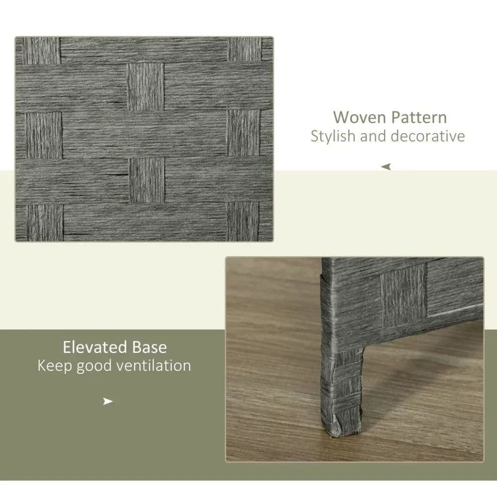 image-4-Panel Folding Wall Divider Room, Wave Fibre Privacy Screen Panels, Grey