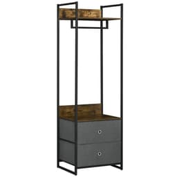 image-Industrial Clothes Rail Garment Rack with 2 Fabric Drawers Rustic Brown
