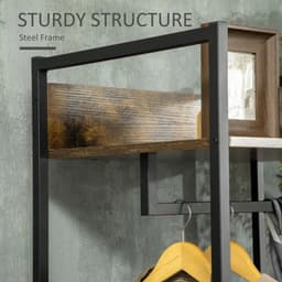 image-Industrial Clothes Rail Garment Rack with 2 Fabric Drawers Rustic Brown