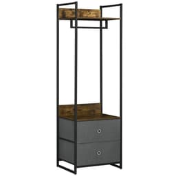 image-Industrial Clothes Rail Garment Rack with 2 Fabric Drawers Rustic Brown