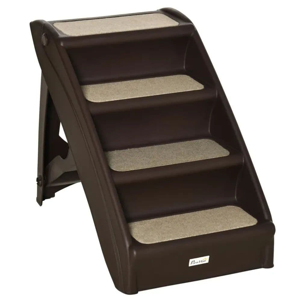 image-Portable Dog Steps for Bed, Sofa Non-Slip Pet Stairs for Cats, Dogs - Brown