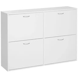 image-Wooden 4 Drawer Shoes Cabinet Multi Flip Down Shelf Drawer Organizer - White