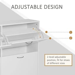 image-Wooden 4 Drawer Shoes Cabinet Multi Flip Down Shelf Drawer Organizer - White
