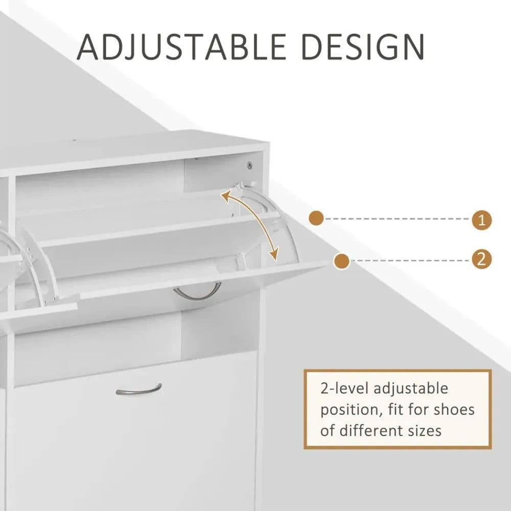 image-Wooden 4 Drawer Shoes Cabinet Multi Flip Down Shelf Drawer Organizer - White