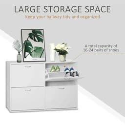 image-Wooden 4 Drawer Shoes Cabinet Multi Flip Down Shelf Drawer Organizer - White