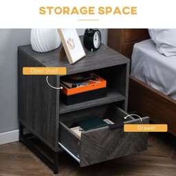 image-Nightstand, Bedside Table with Drawer and Shelf End Table Living Room, Bedroom