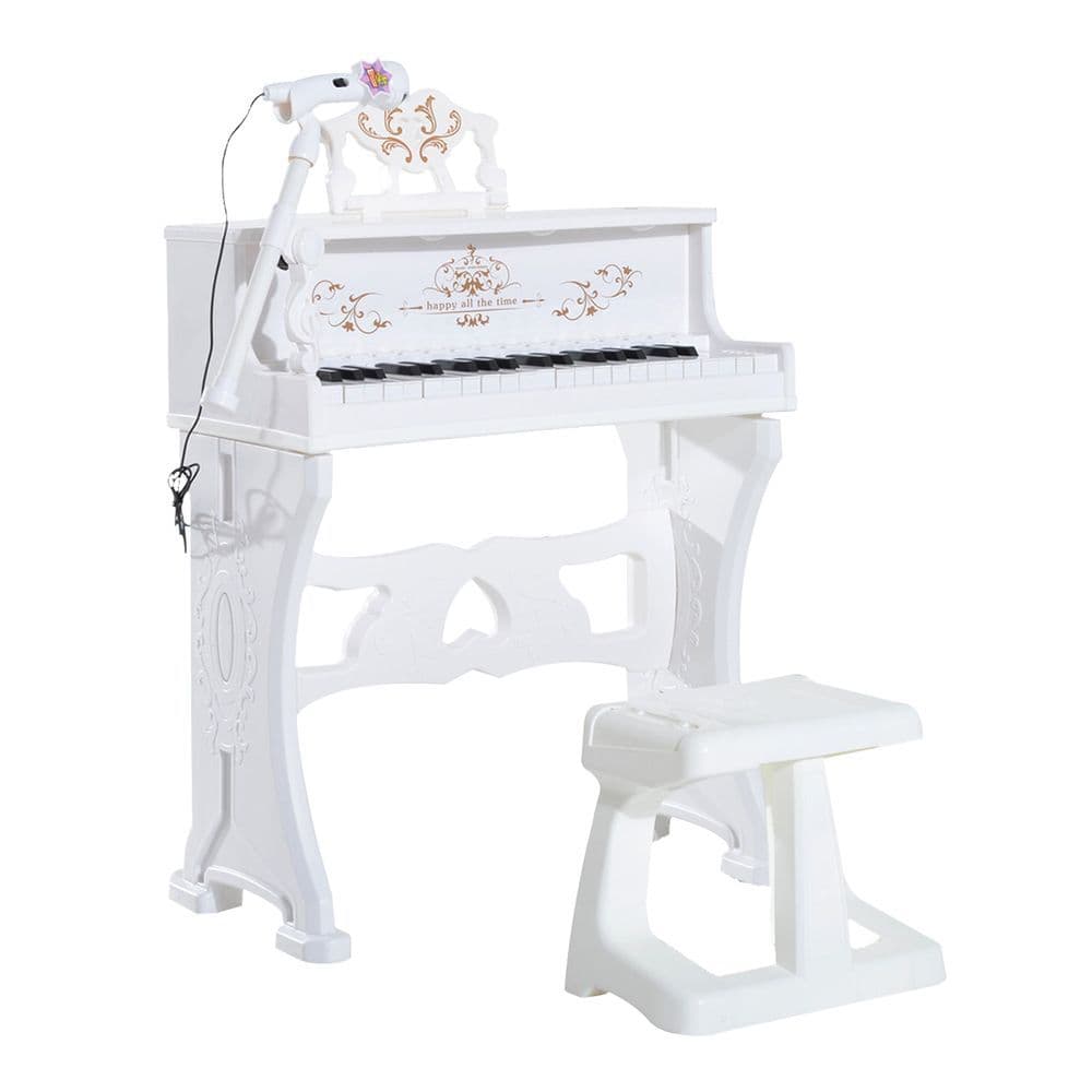 image-37/32 Key Kids Battery Keyboard Mini Grand Piano Stool Microphone Musical Toy