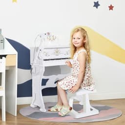 image-37/32 Key Kids Battery Keyboard Mini Grand Piano Stool Microphone Musical Toy