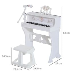 image-37/32 Key Kids Battery Keyboard Mini Grand Piano Stool Microphone Musical Toy