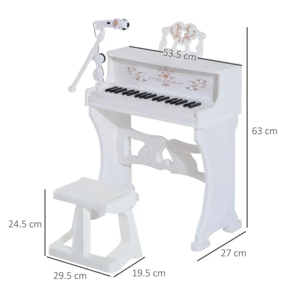 image-37/32 Key Kids Battery Keyboard Mini Grand Piano Stool Microphone Musical Toy