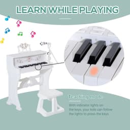 image-37/32 Key Kids Battery Keyboard Mini Grand Piano Stool Microphone Musical Toy