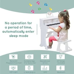 image-37/32 Key Kids Battery Keyboard Mini Grand Piano Stool Microphone Musical Toy