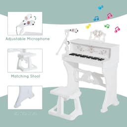 image-37/32 Key Kids Battery Keyboard Mini Grand Piano Stool Microphone Musical Toy